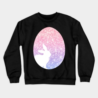 Easter Bunny Silhouette in Pink Purple Ombre Faux Glitter Easter Egg Crewneck Sweatshirt